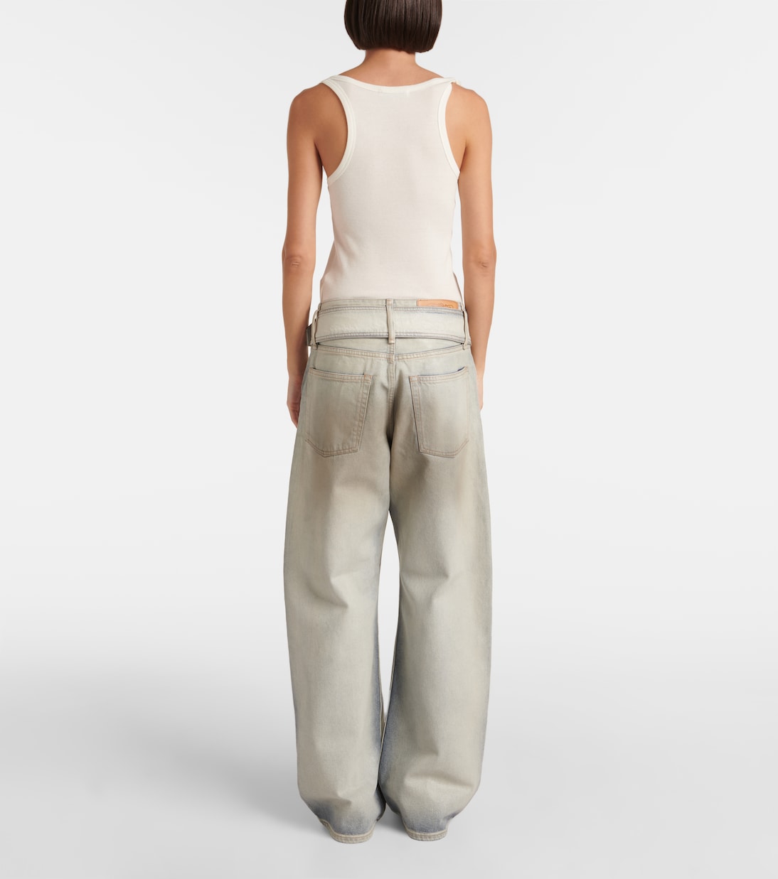 Джинсовые брюки с покрытием и низкой талией, широкие Acne Studios, Pearl Ivory — фото 3