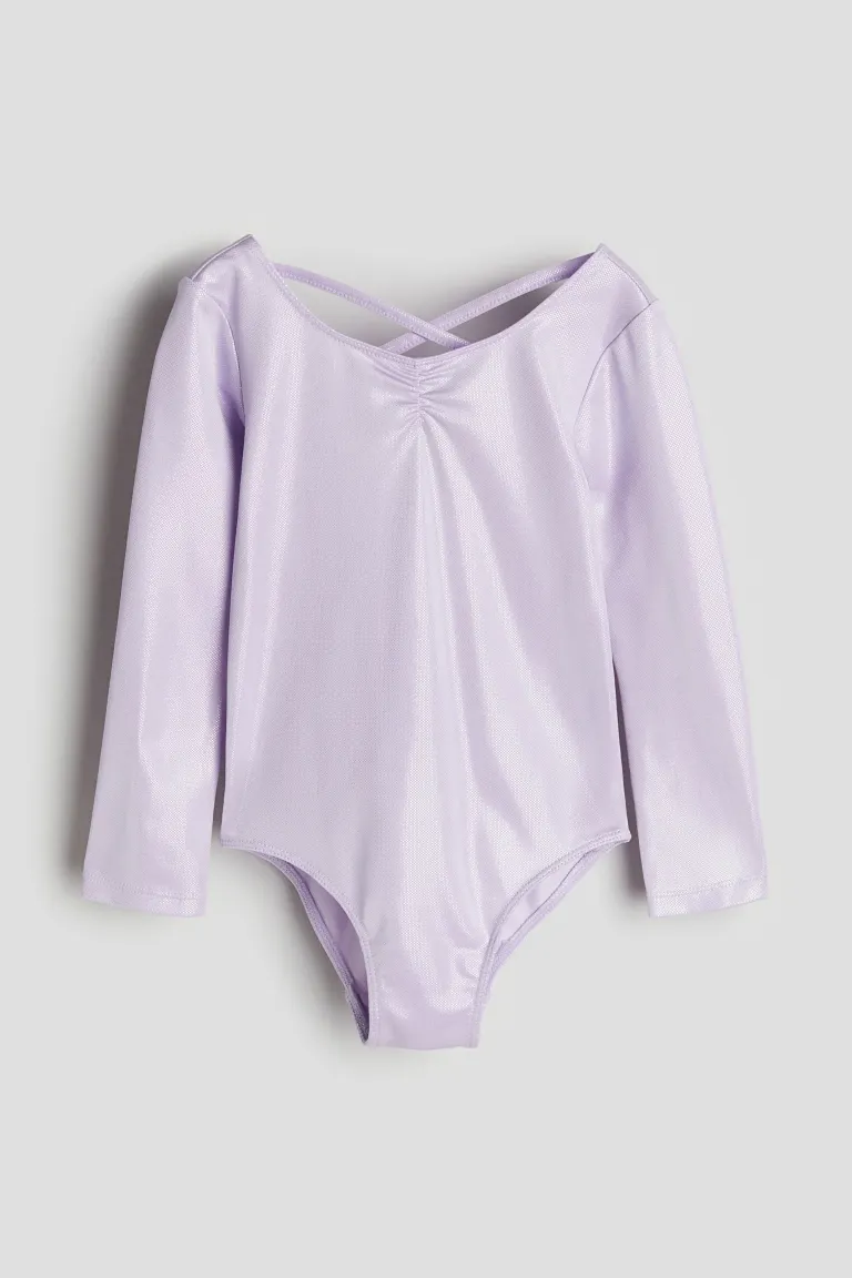 Балетный купальник с длинными рукавами H&M, фиолетовый — фото 4