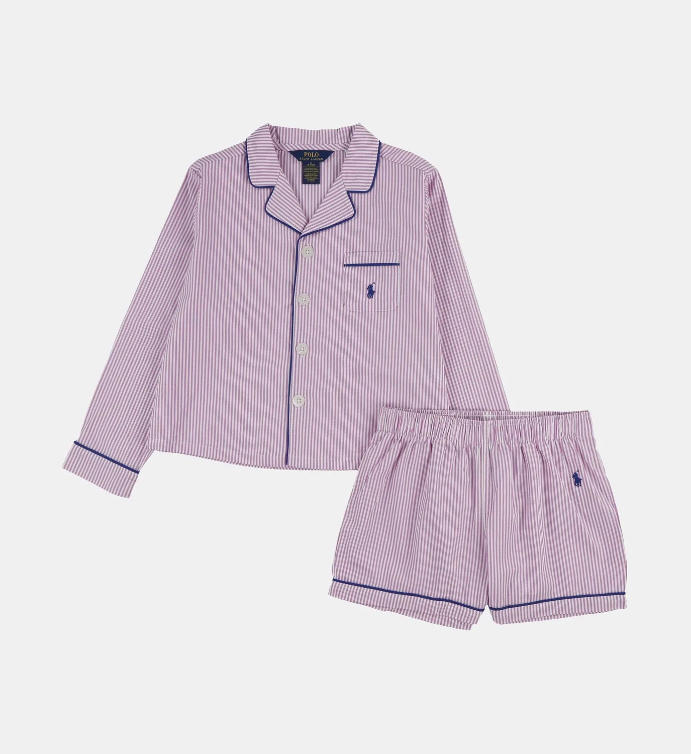 Пижамный комплект из шорт в фирменную полоску Polo Ralph Lauren, фиолетовый