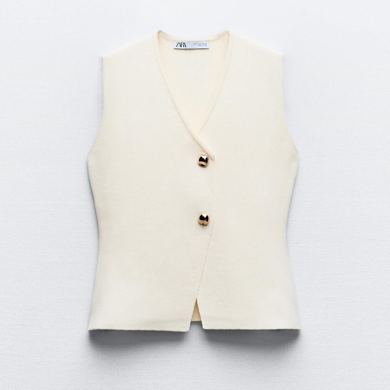 

Жилет Zara Knit Golden Button, светло-бежевый