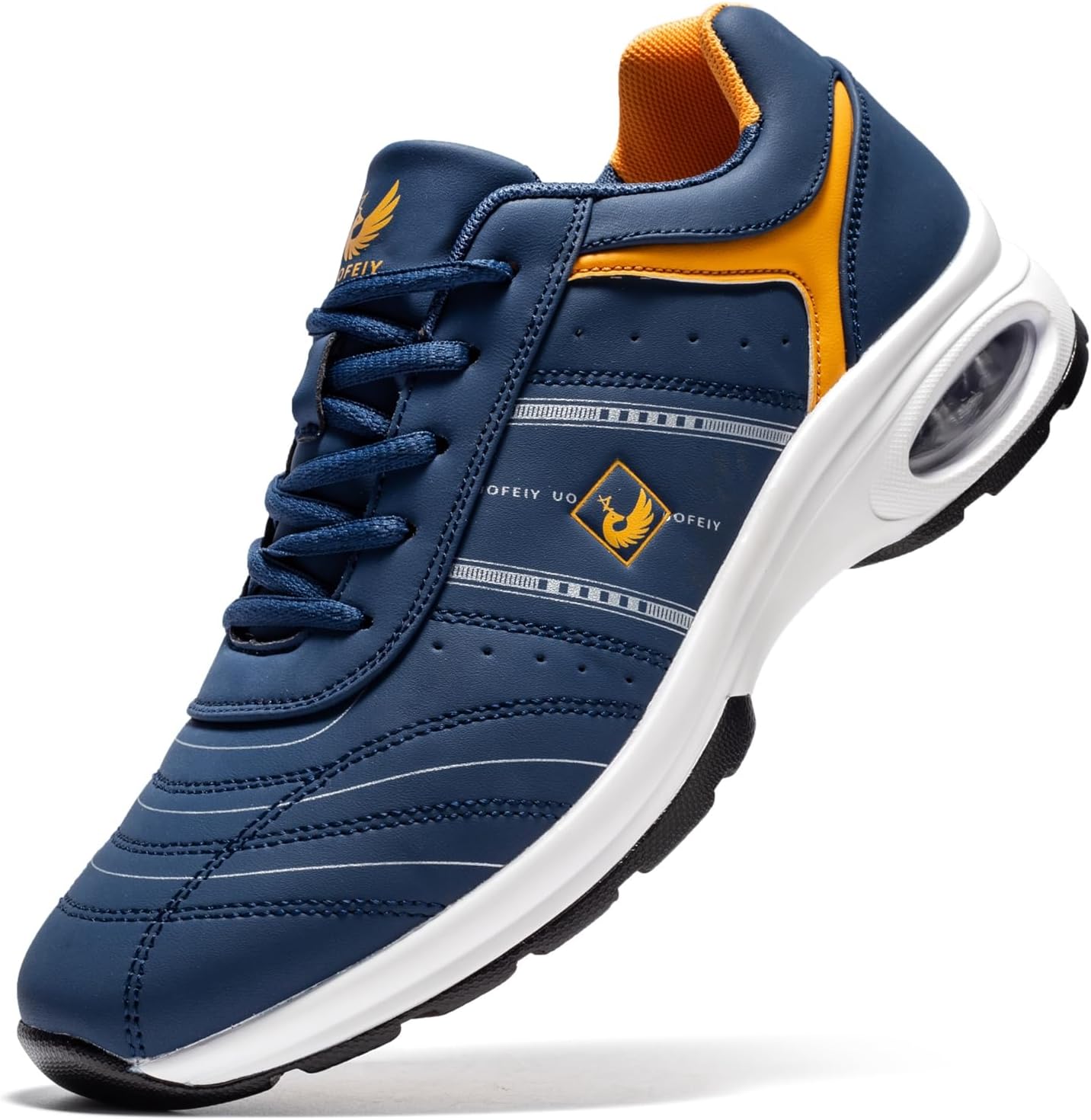 

Мужские профессиональные туфли на шнуровке с поддержкой свода стопы, повседневные противоскользящие гольф-туфли без шипов, спортивная обувь для прогулок и активного отдыха U.Ofeiy, синий/желтый