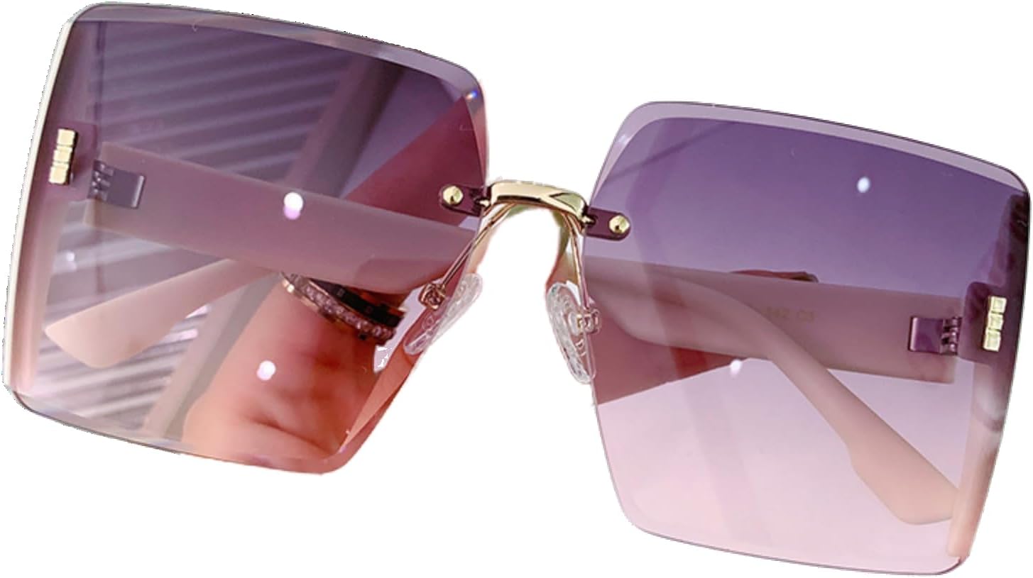 

Солнцезащитные очки в крупной оправе - Квадратные солнцезащитные очки унисекс в крупной оправе - Подходят для всех форм лица, защита от УФ-излучения CELEIR, Off-White Frame Gradient Gray Pink