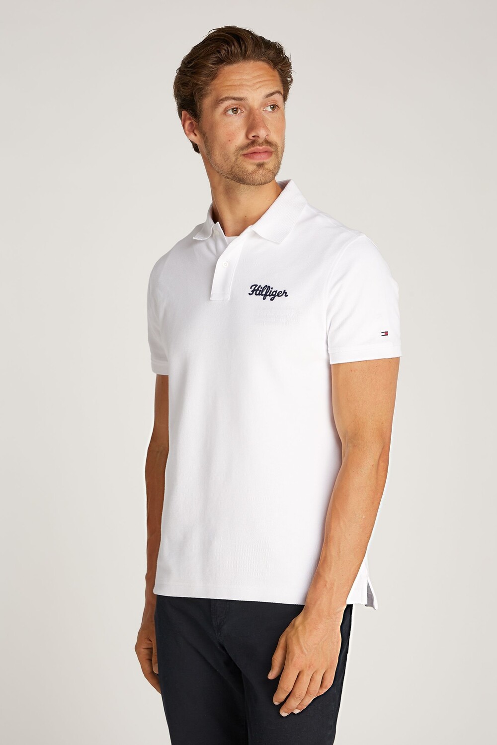 

Рубашка поло Regular fit с цепным стежком Tommy Hilfiger, белый