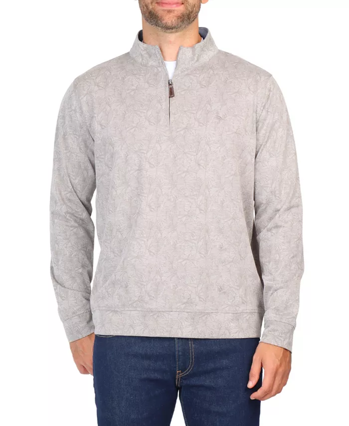 

Толстовка Men's Tonal Tropical Print Pique Quarter Zip Tailorbyrd, серый