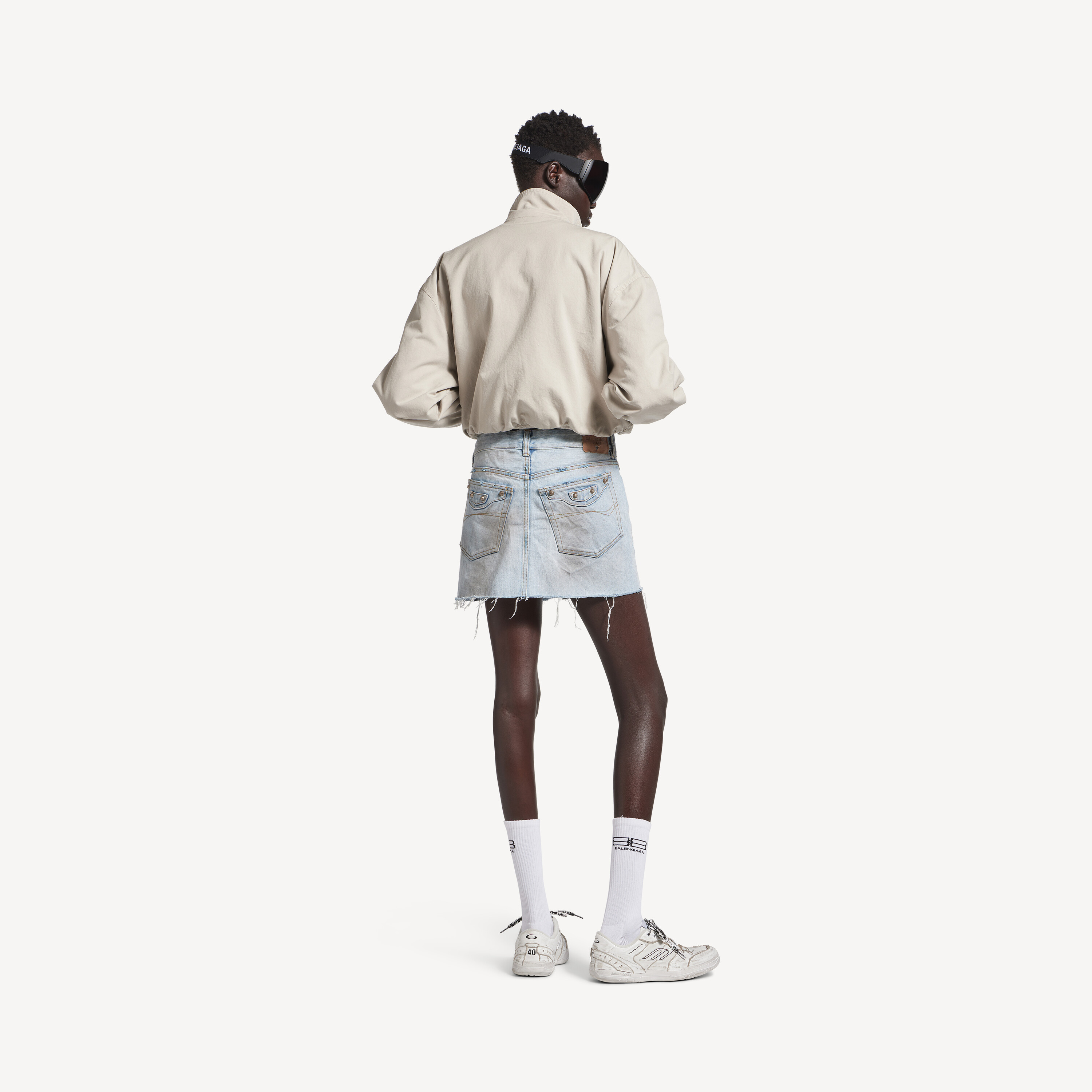 Женская мини-юбка city светло-голубого цвета BALENCIAGA, светло-голубой — фото 3