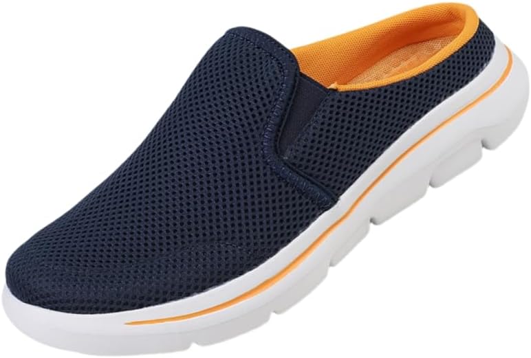 

Мужские повседневные туфли большого размера с плоской подошвой, дышащим сетчатым верхом, без каблука, подходят для повседневной носки Hoalox, синий/оранжевый