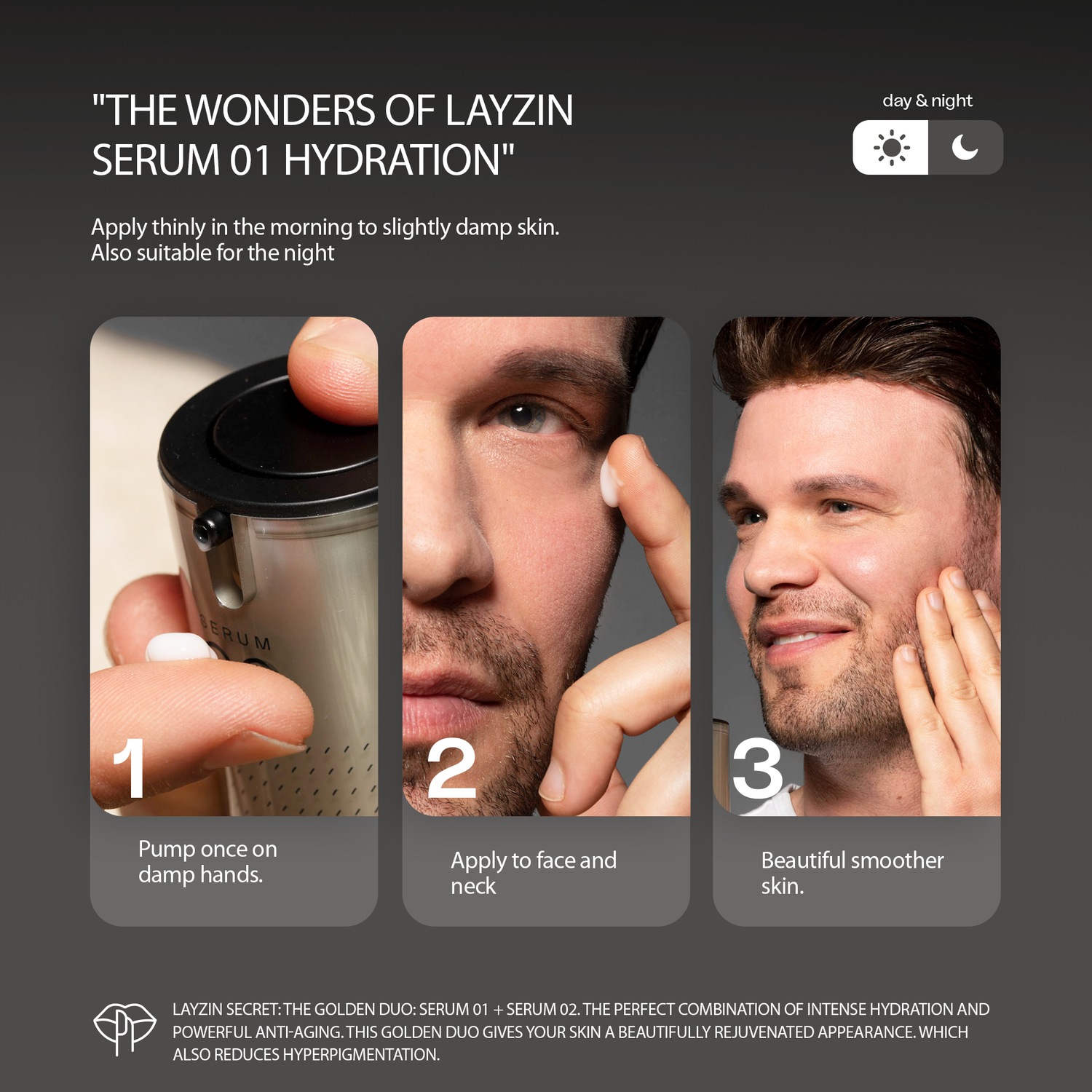 Сыворотка для лица anti-aging duo-serum-set mit dermaroller 0,55 mm Layzin, количество 1 шт. — фото 3