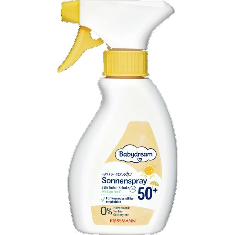 

Сверхчувствительный солнцезащитный спрей SPF 50+ Babydream, 200 ml