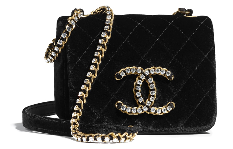 CHANEL Вельюровая сумка с клапаном, наплечная сумка, мини кроссбоди женская black — фото 2