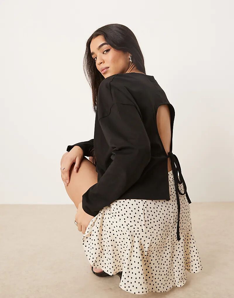 

Футболка с длинными рукавами и завязкой сзади от ASOS DESIGN, черный цвет