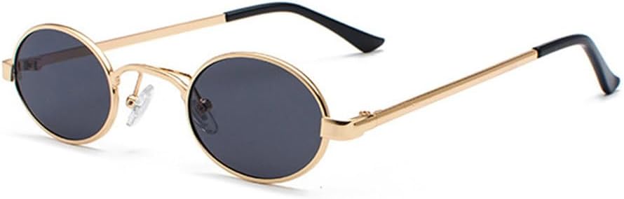 

Классические овальные солнцезащитные очки в маленькой оправе для мужчин, в стиле металл-панк, ретро-очки для женщин, круглые очки в стиле стимпанк с защитой от УФ-излучения UV400 LOVQZAOF, C1 Gold-black