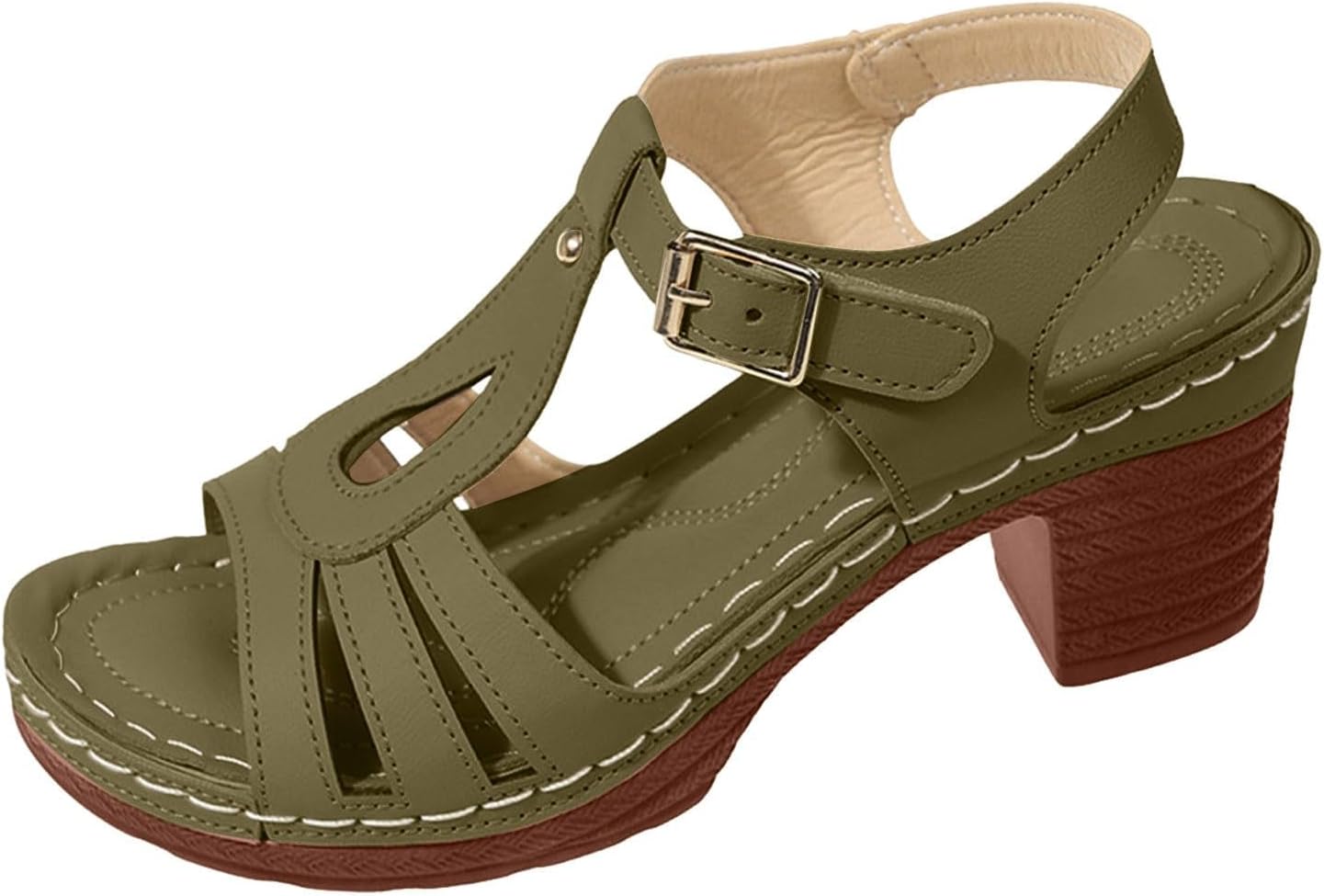 

Женские сандалии Летние элегантные Платформа Низкий клин Комфортные элегантные с ремешком на щиколотке Открытый носок Модные свадебные, вечерние, на выпускной, для танцев Kvotuu, зеленый