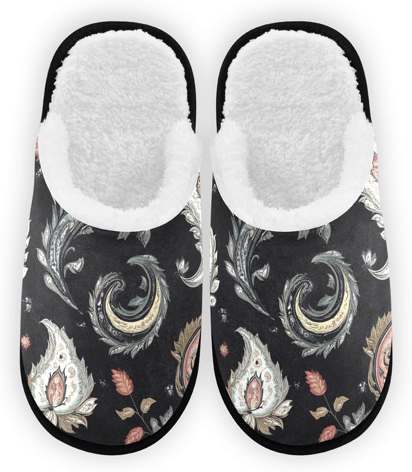 

Винтажные плюшевые тапочки FENOCHE с узором пейсли для женщин и мужчин, теплые и удобные, для путешествий, спа, с нескользящей подошвой, Multicolor