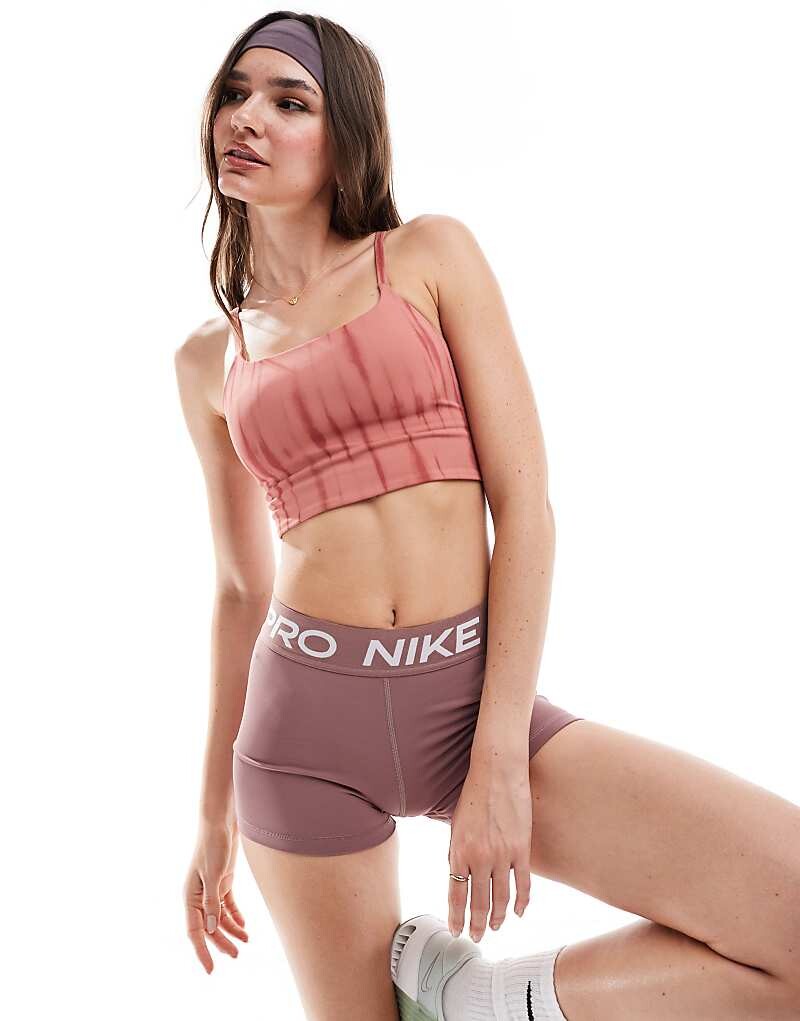 

Nike Training - One - Легкий спортивный бюстгальтер с розовым узором