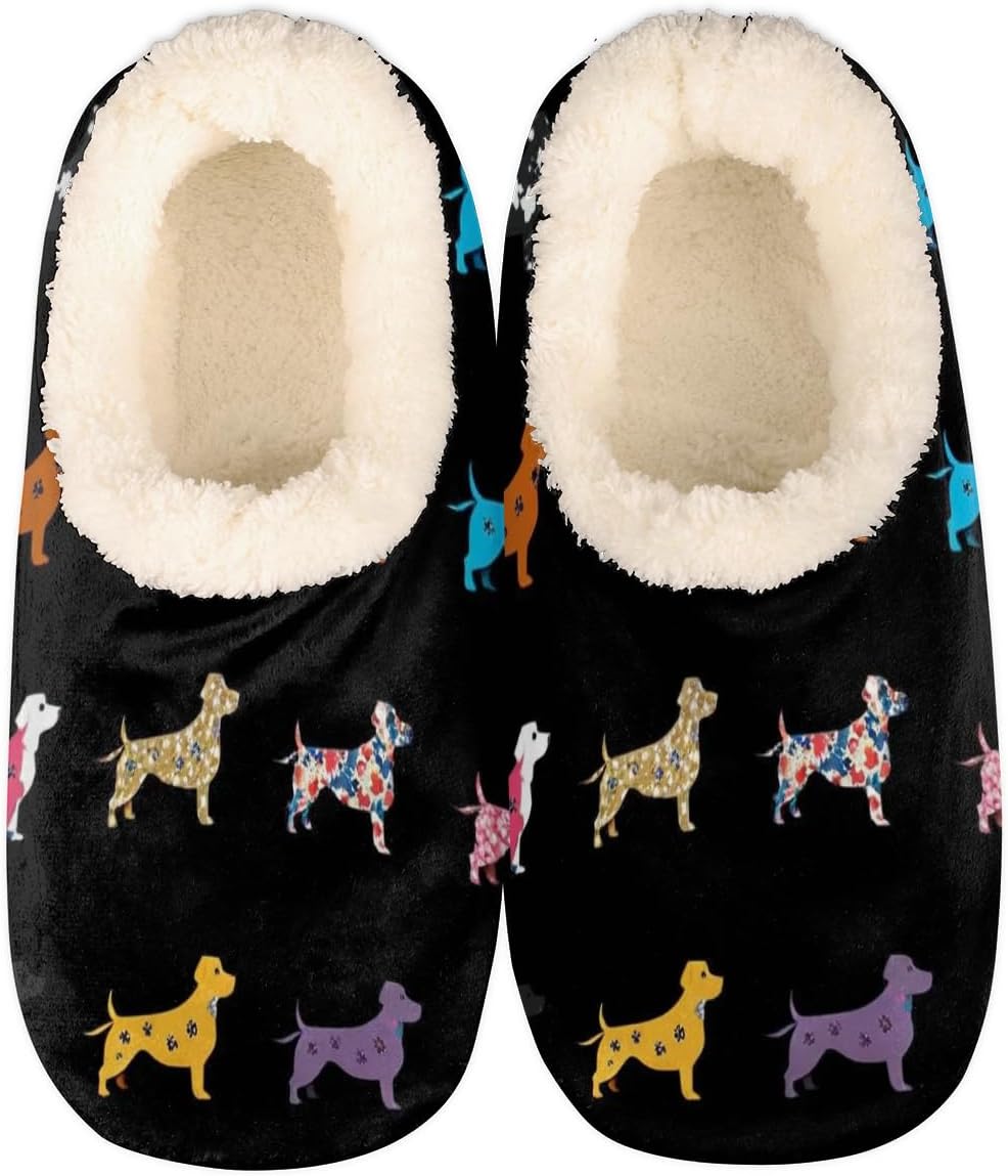 

Домашние тапочки для женщин и мужчин, мягкие пушистые уютные тапочки-носки с нескользящей подошвой для дома и улицы Yppahhhh, Dog