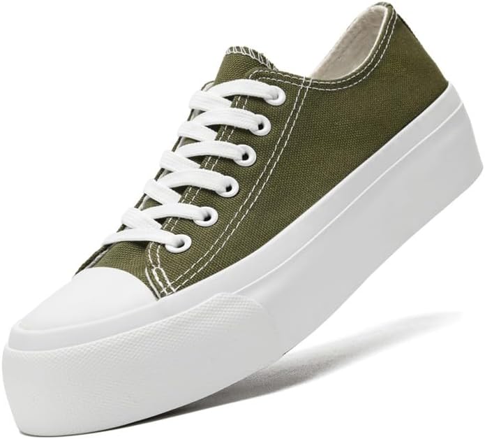 

Платформенные кеды для женщин и мужчин, низкие тканевые туфли для женщин, классические кеды на шнуровке, повседневные кроссовки для тенниса и прогулок Xraehni, зеленый