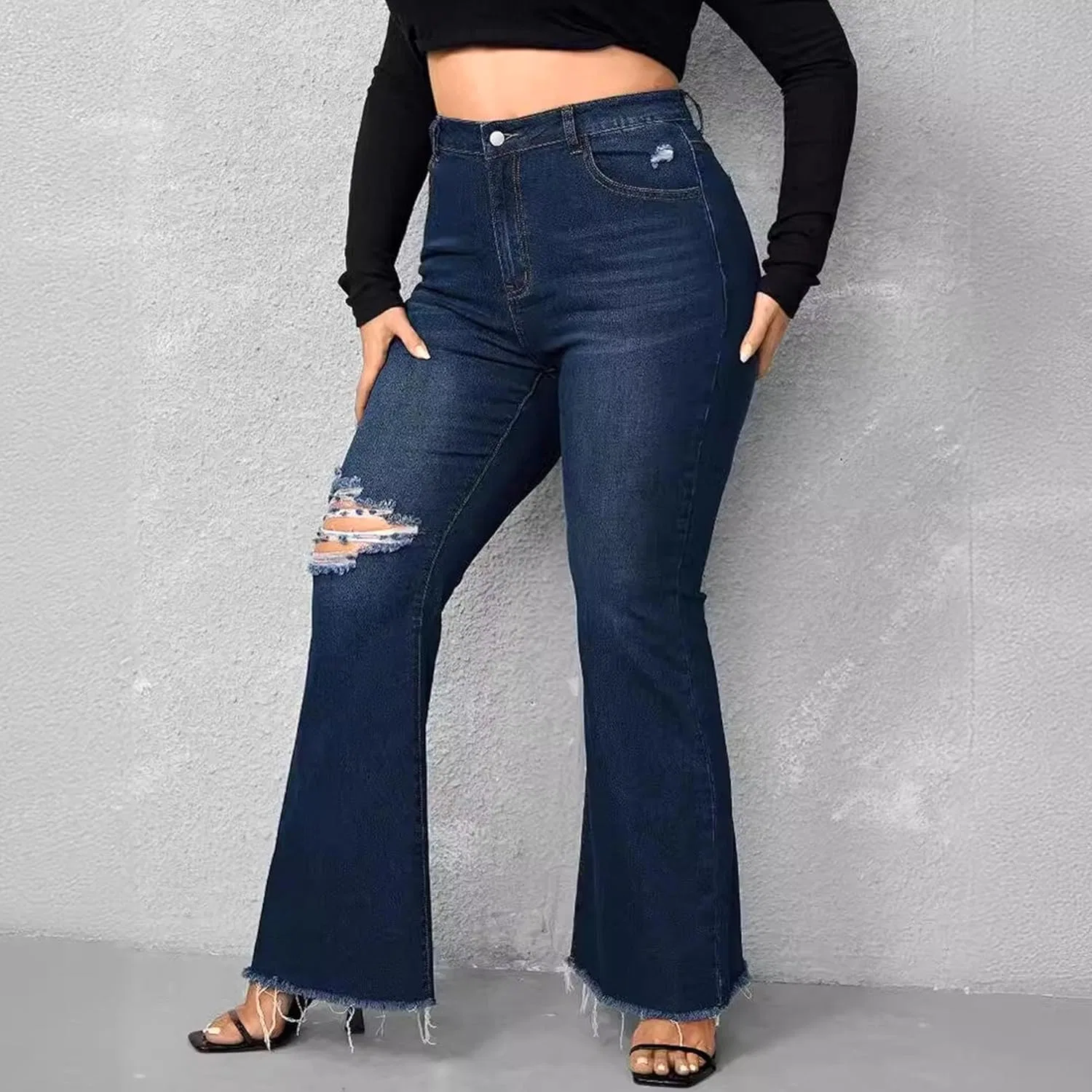 Джинсы клеш Navy Ripped — фото 3