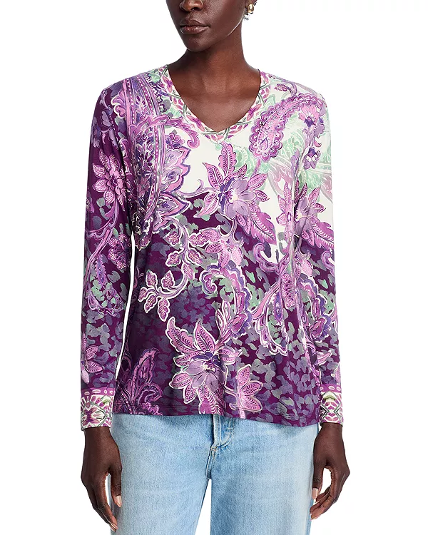 

Любимая футболка Джейн с V-образным вырезом Johnny Was, мультиколор