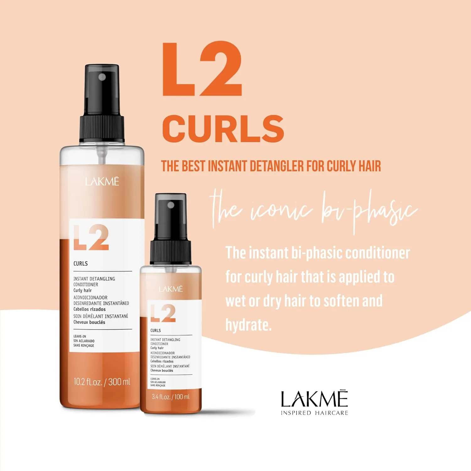 Двухфазный кондиционер Lakmé L2 Curls, спрей для распутывания волос, несмываемый кондиционер-спрей для кудрявых и вьющихся волос. 100 мл — фото 4
