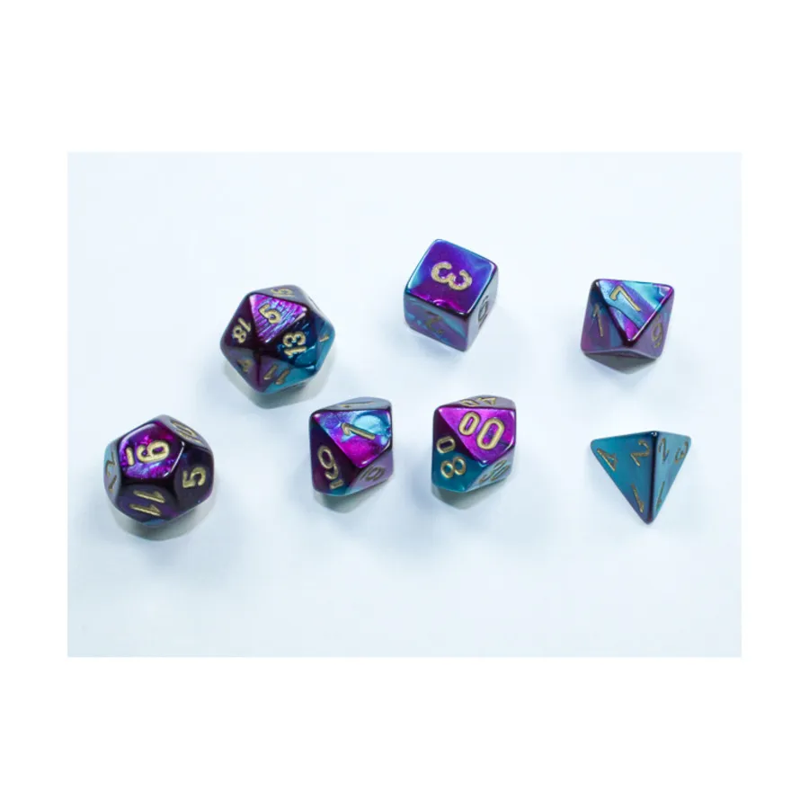 

Набор Mini-Poly, фиолетовый и бирюзовый с золотом (7), Dice - Gemini - Poly Sets (Chessex)