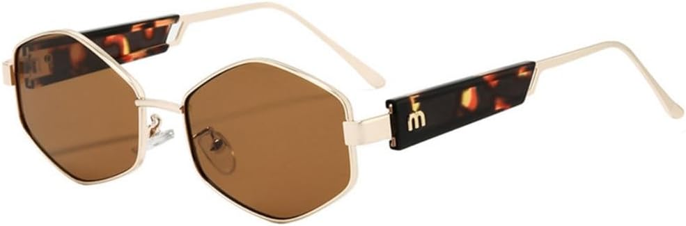 

Солнцезащитные очки неправильной формы для женщин и мужчин в стиле ретро-панк с металлической оправой, солнцезащитные очки с защитой от УФ-излучения UV400 LANGSER, Gold Demi Tea