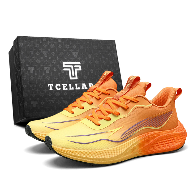 

TCELLARS Стойкие к истиранию легкие низкие беговые кроссовки для мужчин с эффектом увеличения роста и амортизацией в эксклюзивной упаковке — Успех с бонусом оранжевого цвета