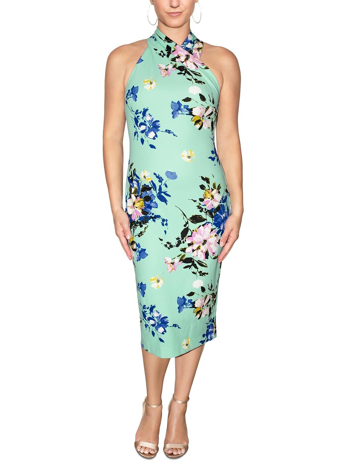 

Женское приталенное платье миди с высоким воротником Rachel Rachel Roy, цвет Light Blue Floral