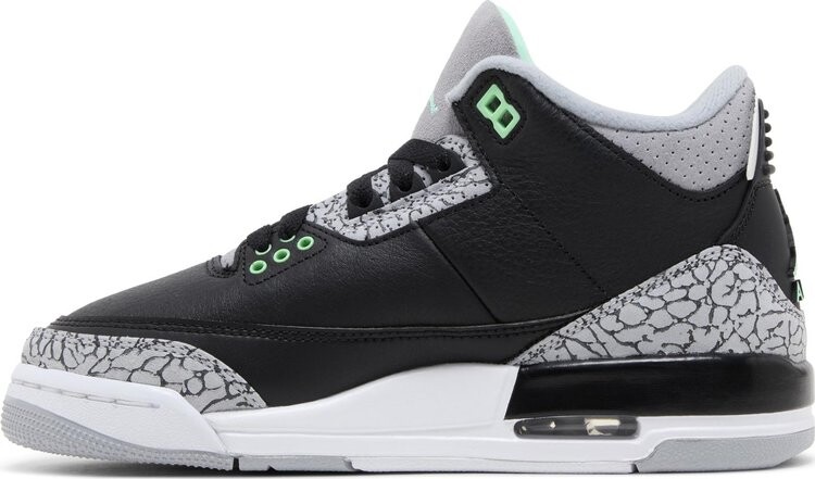 Кроссовки Air Jordan 3 Retro GS 'Green Glow', черный — фото 3