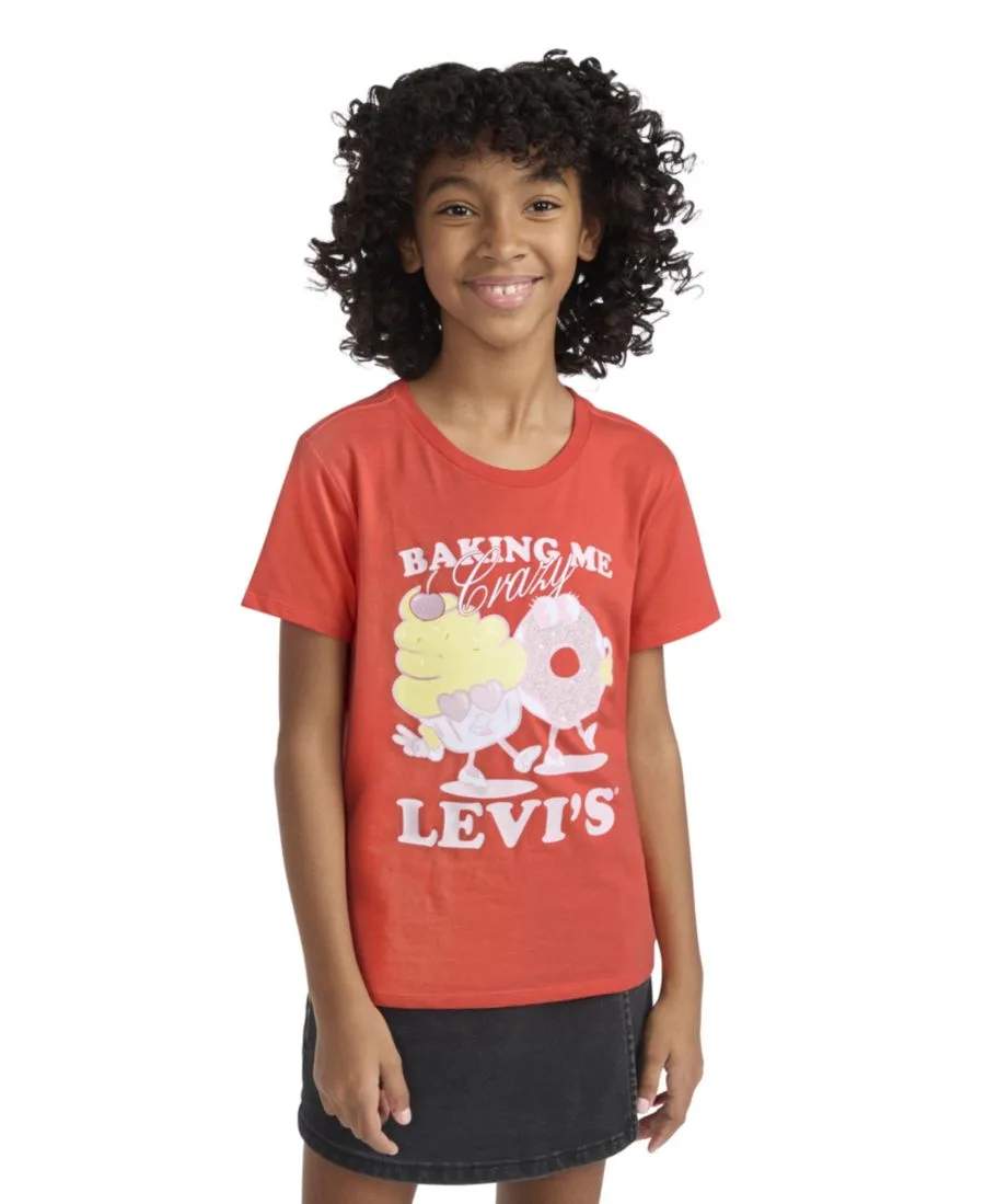 Футболка с круглым вырезом для девочек 7-16 лет Levi's, bright красный