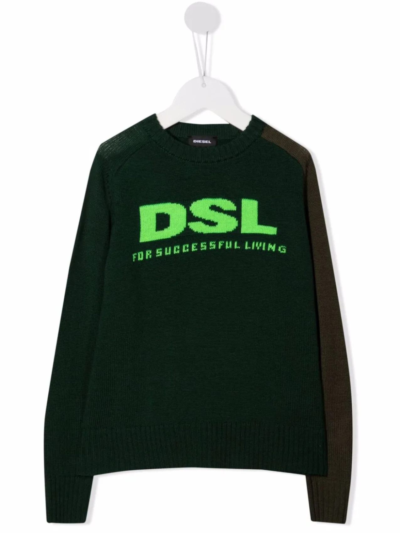 

Diesel Kids джемпер вязки интарсия с логотипом, зеленый