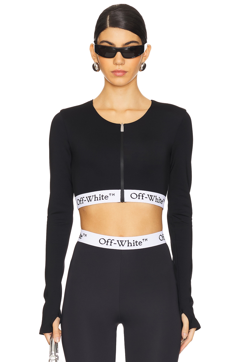 

Укороченный топ на молнии с логотипом Off-White, черный
