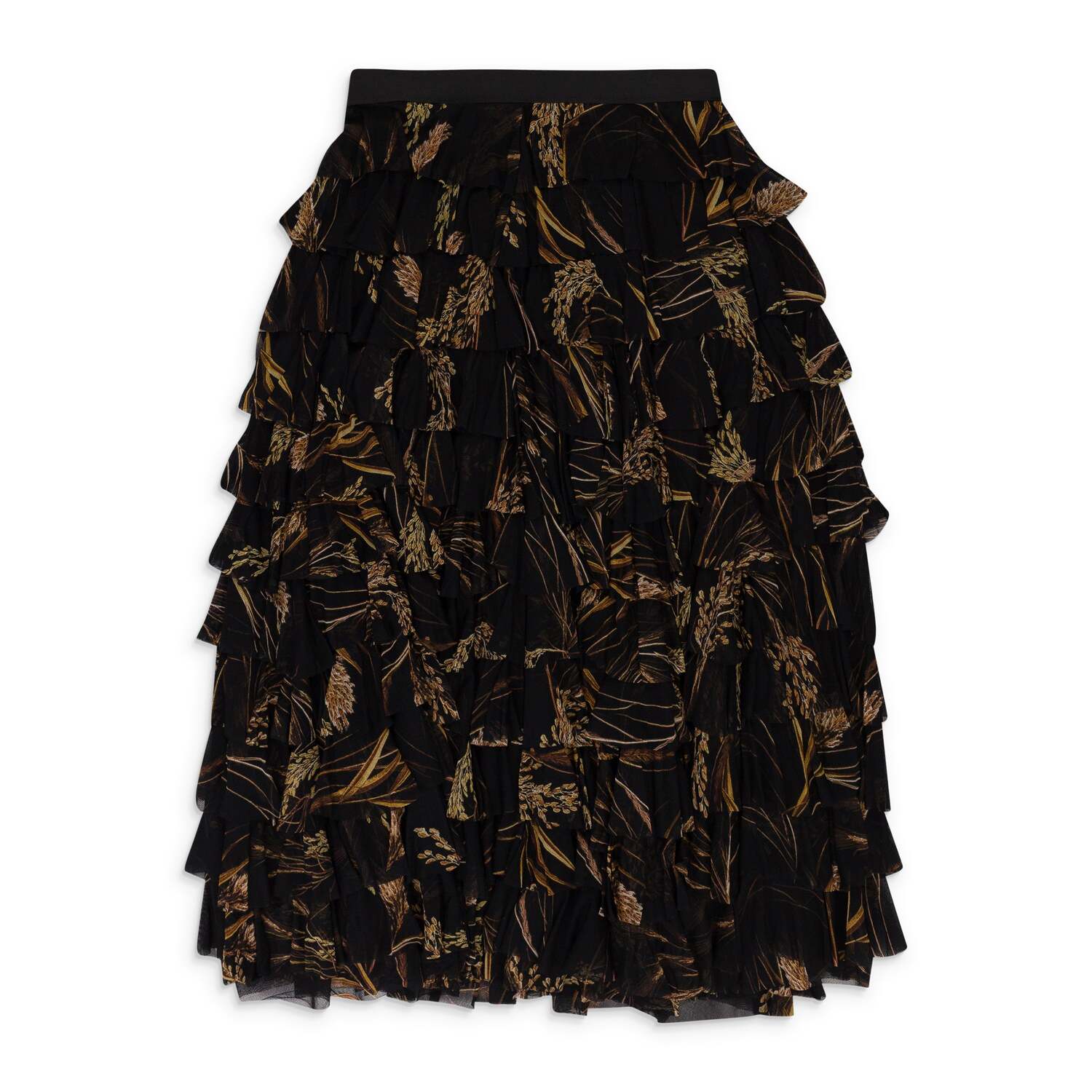 

Бежевая пшенично-ячменная юбка с воланами и расклешением Norma Kamali