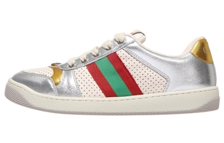 Скринер Дасти Шуз низкие скейтерские туфли женские серебристые GUCCI