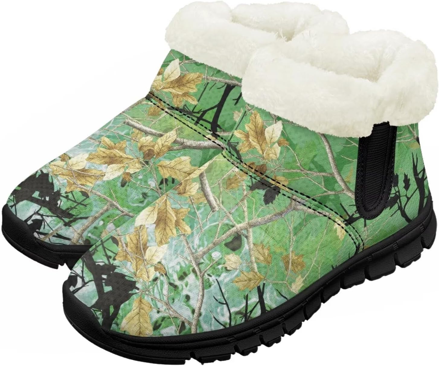 

Мальчики Девочки Зимние Ботинки Теплые Слипоны Снегоступы Удобная Обувь Для Дома И На Улицу Легкие Детские Меховые Тапочки Chririnla, Green Hunting Forest Wood