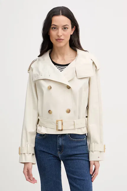 Тренч короткий хлопковый Tommy Hilfiger, бежевый