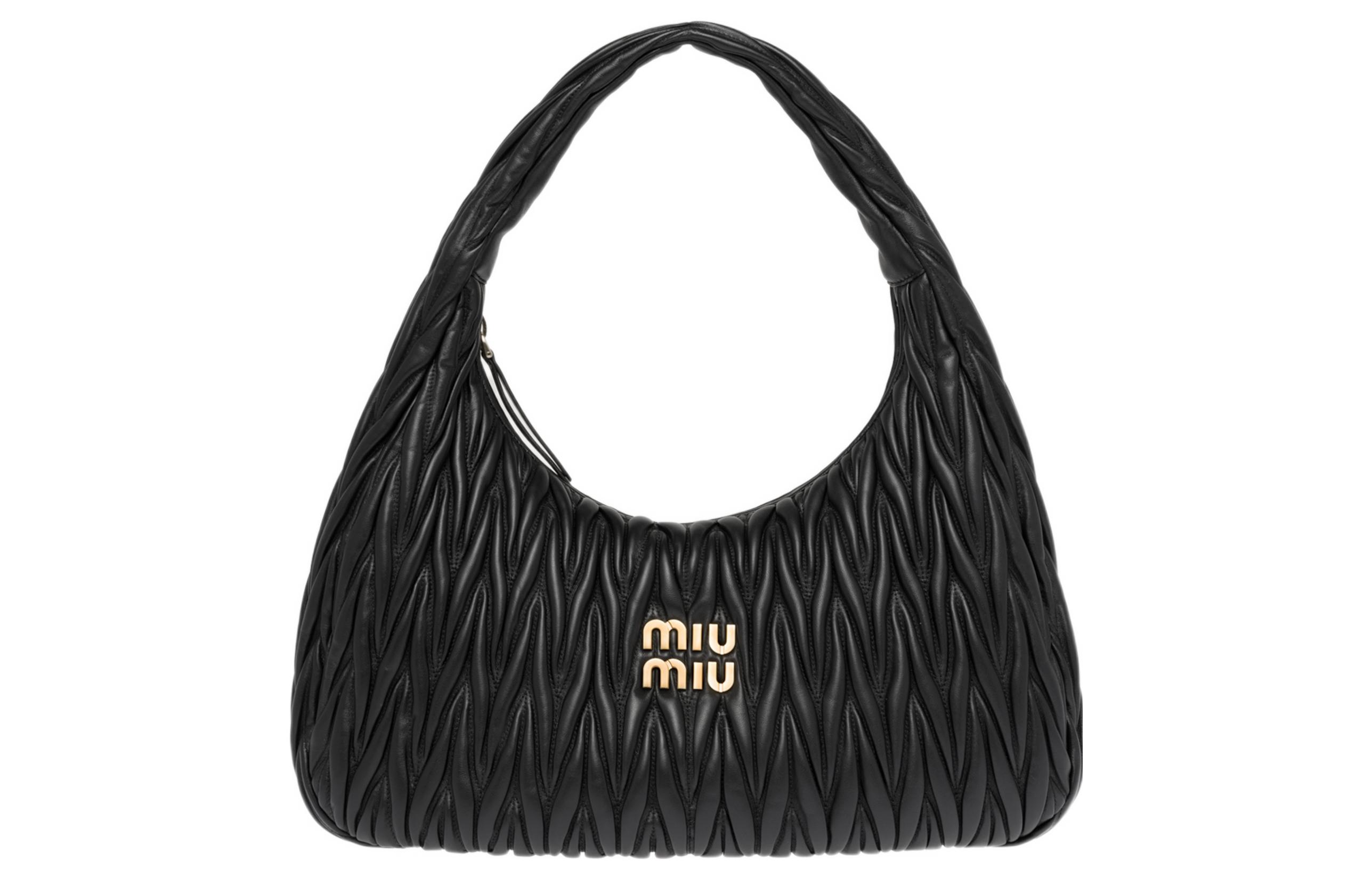 

Сумка-хобо из кожи наппа черная MIU MIU