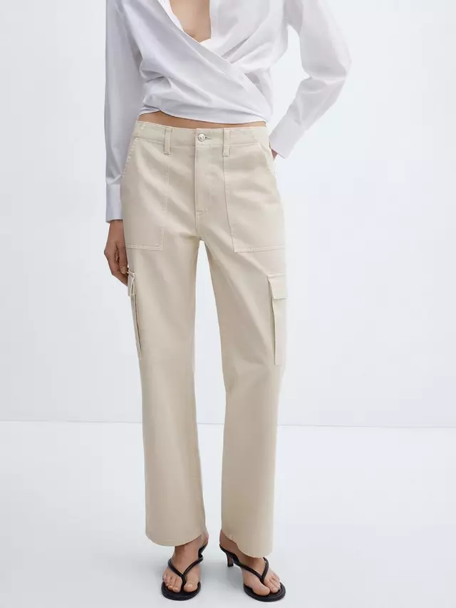 

Джинсы Mango Lara Cargo, бежевый