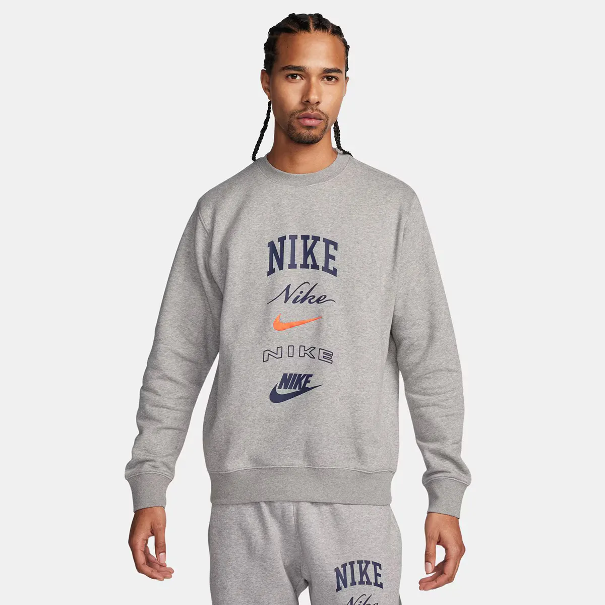 

Мужская клубная флисовая толстовка Nike, серый/оранжевый