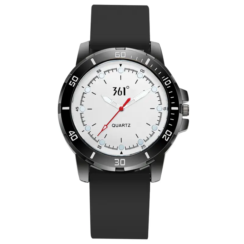 

361° Часы мужские с кварцевым механизмом и силиконовым ремешком, черный циферблат