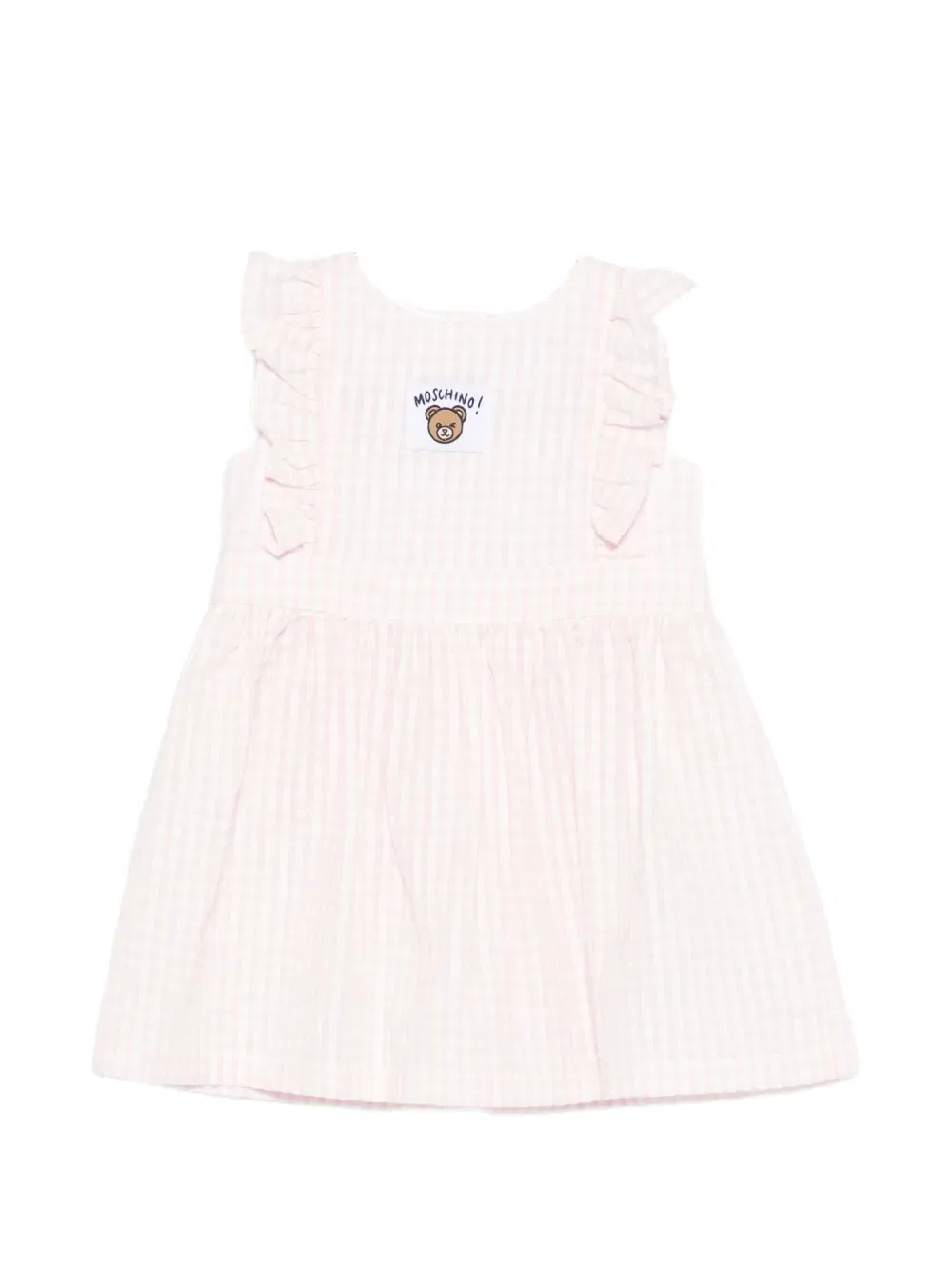 Платье с оборками в клетку Moschino Kids, розовый
