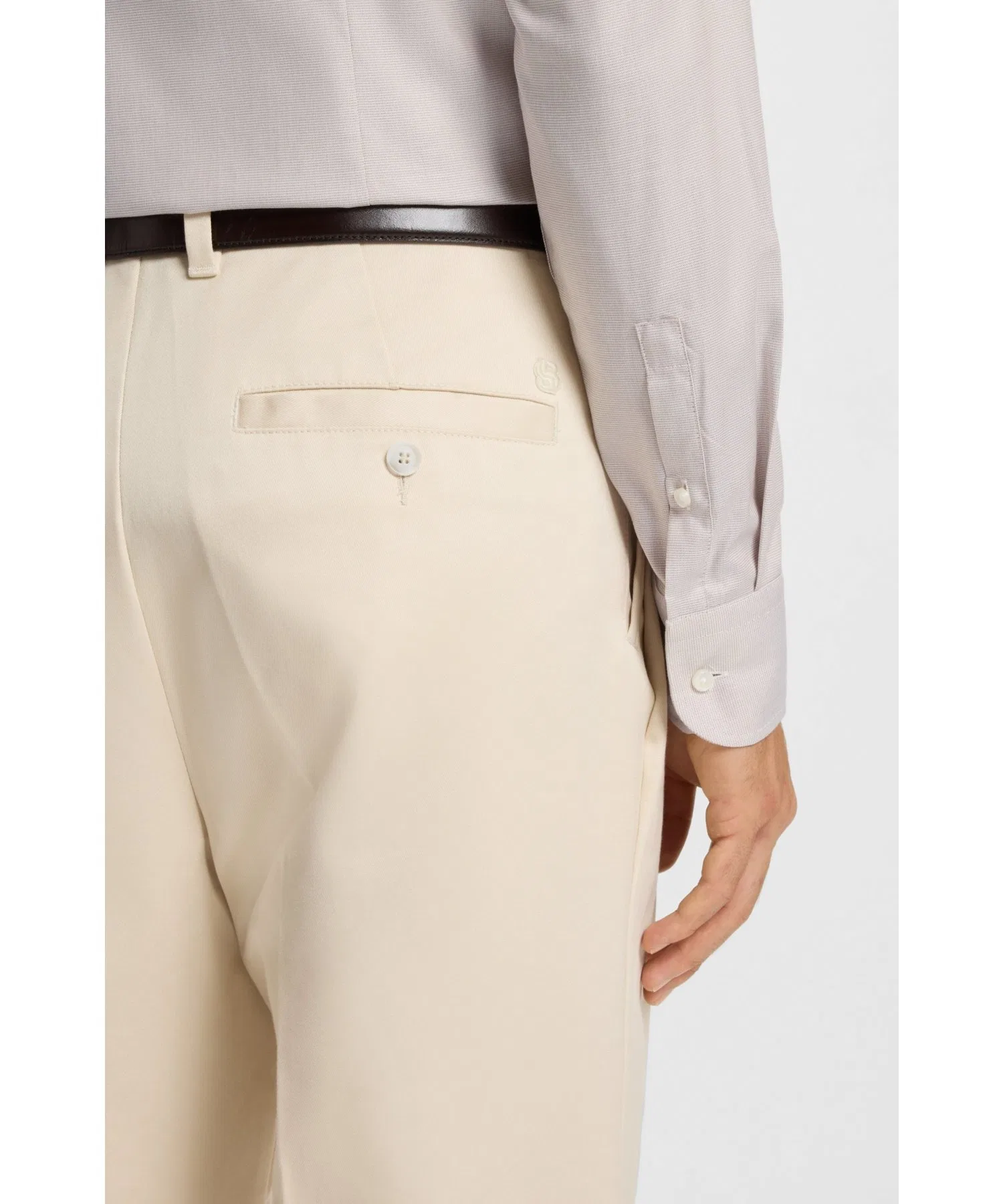 Мужская рубашка BOSS Slim Fit из хлопковой смеси светло-синяя — фото 4
