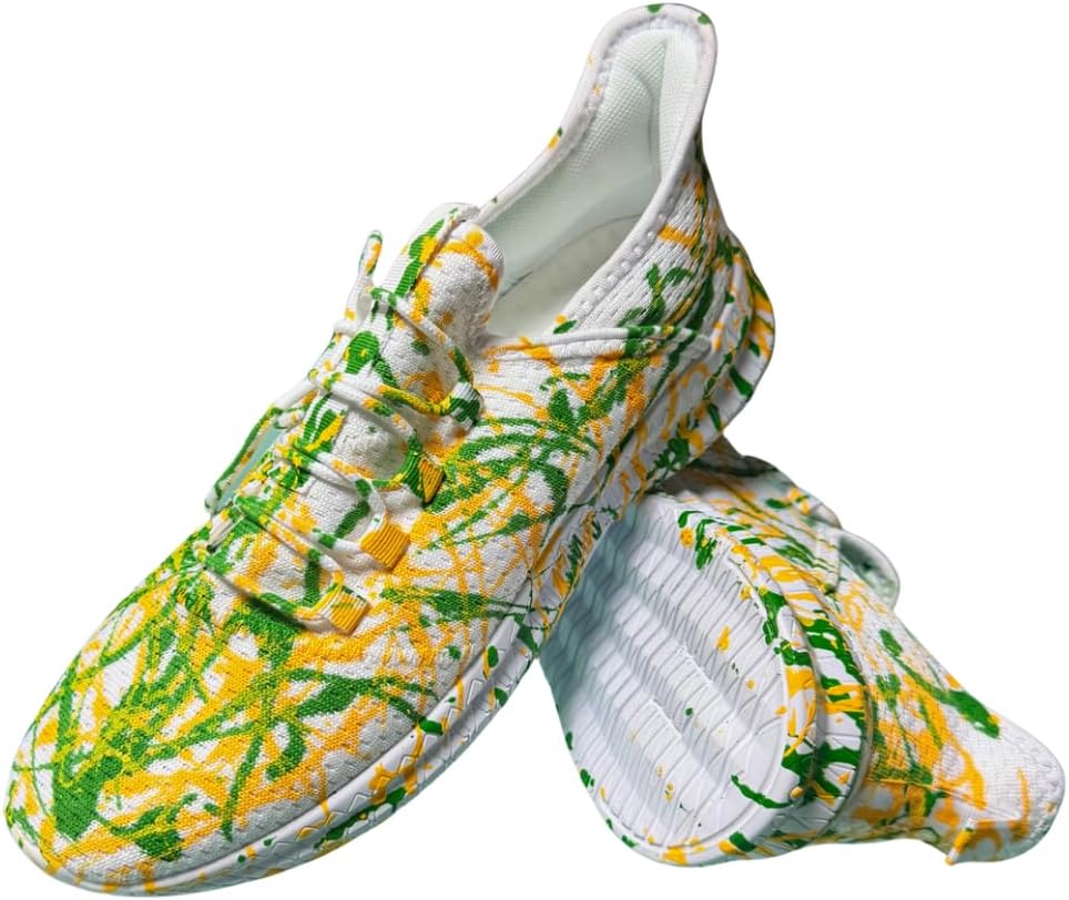 

Расписанные вручную слипоны унисекс Handmade, зеленый/желтый