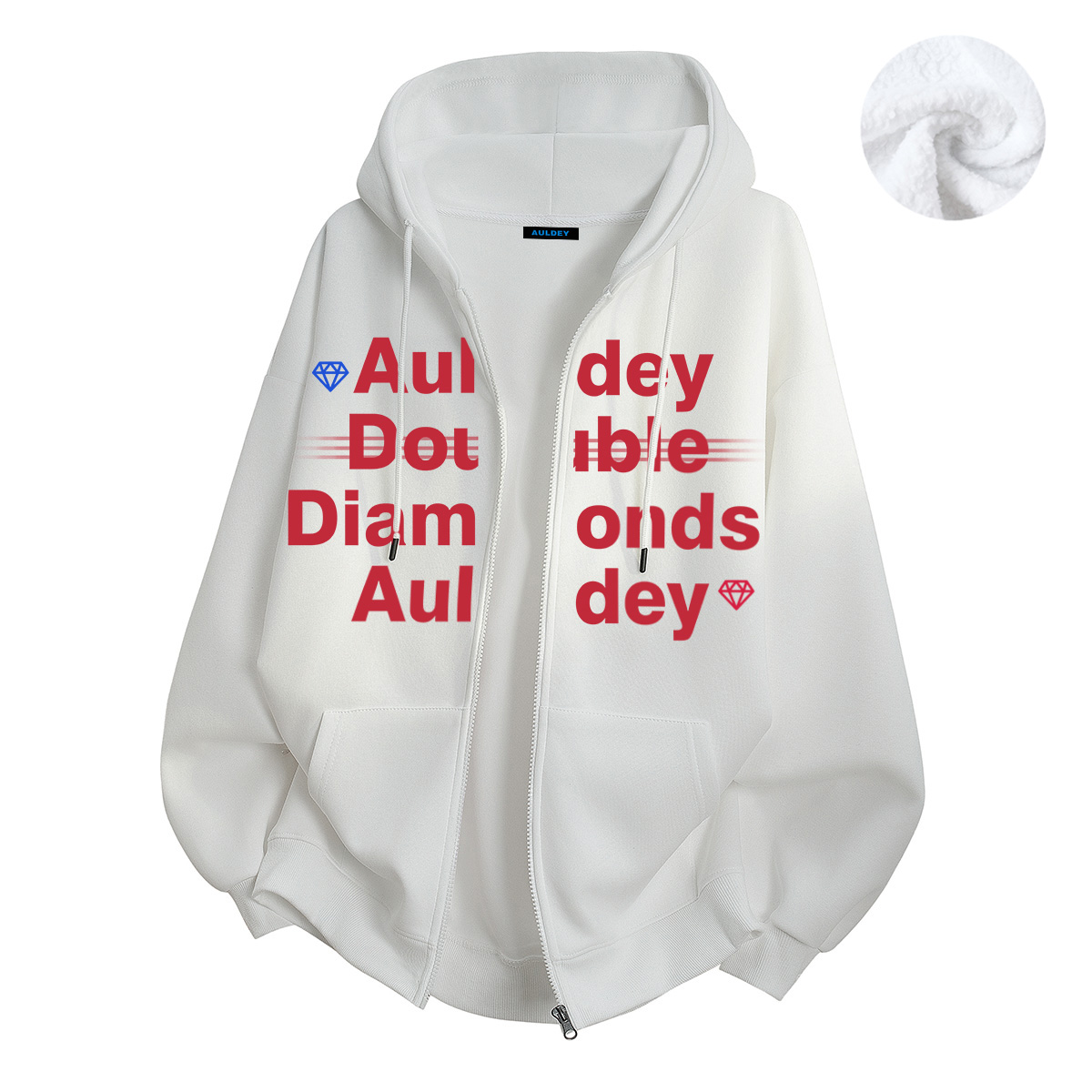 

Толстовка Unisex Hooded Moderate Cardigan AULDEY, белый красный[heavyweight thickened and fleece-lined]