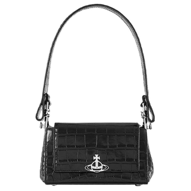 

Vivienne Westwood Кожаная сумка через плечо из телячьей кожи Baguette Одноплечевая дамская сумочка небольшого размера черная