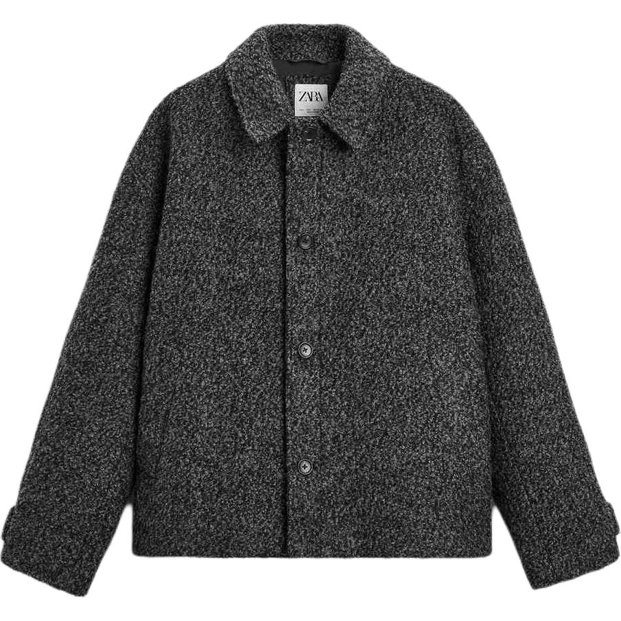 

Куртка пальто мужская угольно-серая ZARA, Серый, Куртка пальто мужская угольно-серая ZARA