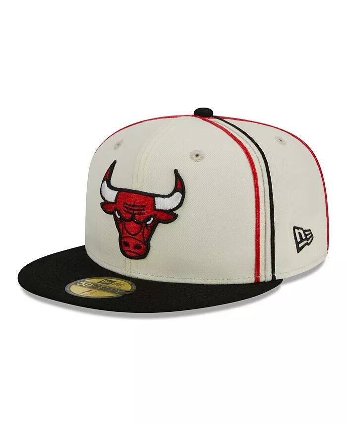 

Мужская кремовая, черная двухцветная шляпа с окантовкой Chicago Bulls 59FIFTY New Era, белый