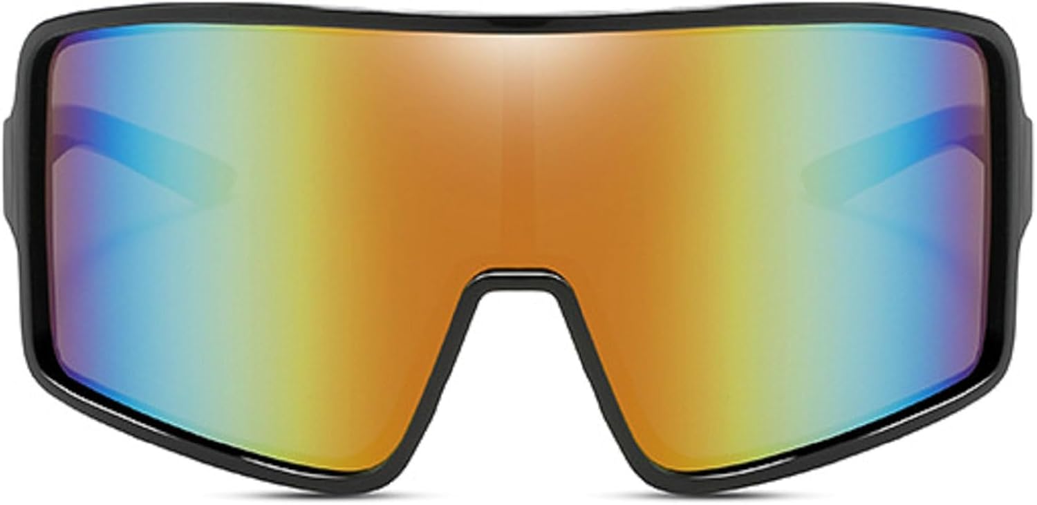 

Спортивные солнцезащитные очки большого размера с обтекаемой формой для женщин и мужчин, футуристические очки с изогнутыми линзами, модные солнцезащитные очки-щитки в стиле Y2K mincl, Red