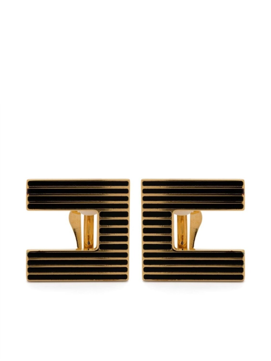 

Полосатые серьги с логотипом Elisabetta Franchi, золотой