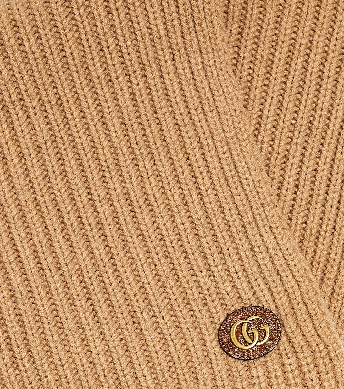 Шарф из шерсти и кашемира ребристой вязки Gucci, бежевый — фото 4