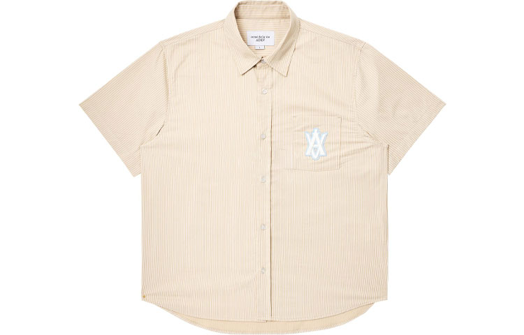 

Acme De La Vie Рубашка с коротким рукавом ADLV × Lisa с логотипом и нашивкой в полоску, бежевая, унисекс